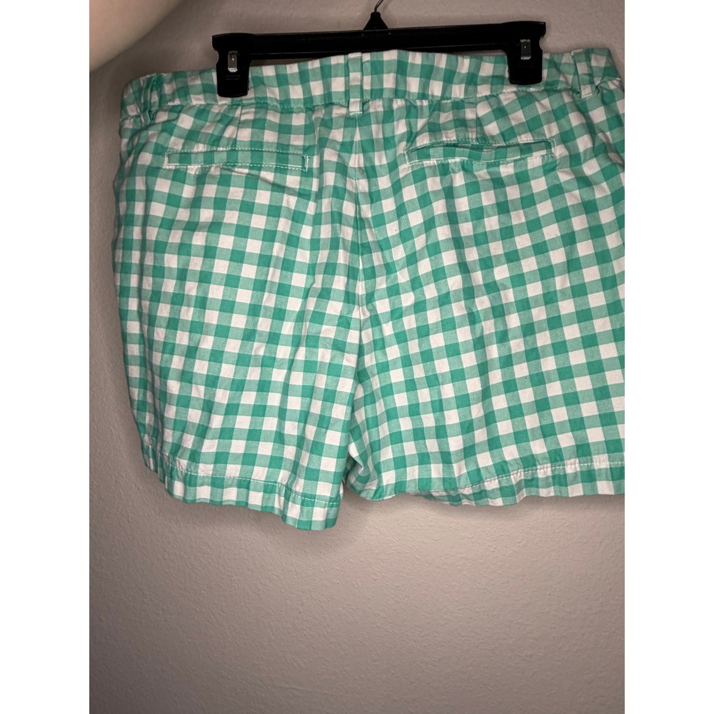 Merona Size 14 Green White Gingham Cotton Shorts Preppy Summer - Picture 3 of 6